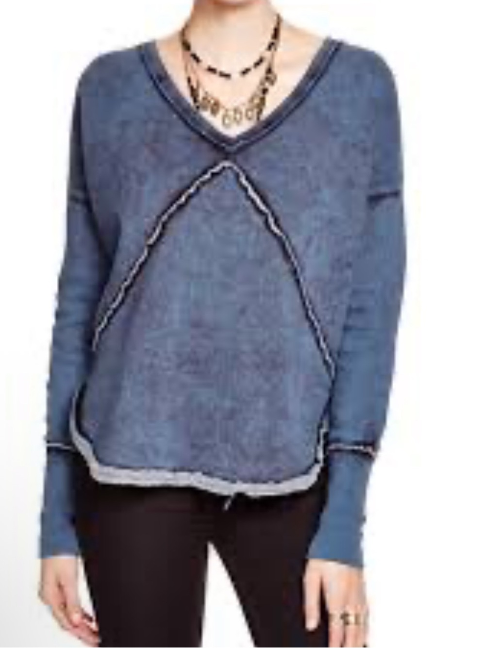 Free People Westeros Distressed V-Neck Sweater